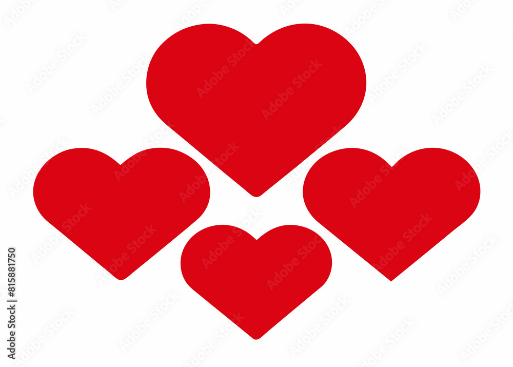Simplistic illustration featuring three vibrant red hearts in varying sizes, symmetrically arranged against a clean white backdrop, symbolizing love, affection, and valentine's day sentiments Simplistic illustration featuring three vibrant red hearts in varying sizes, symmetrically arranged against a clean white backdrop, symbolizing love, affection, and valentine's day sentiments