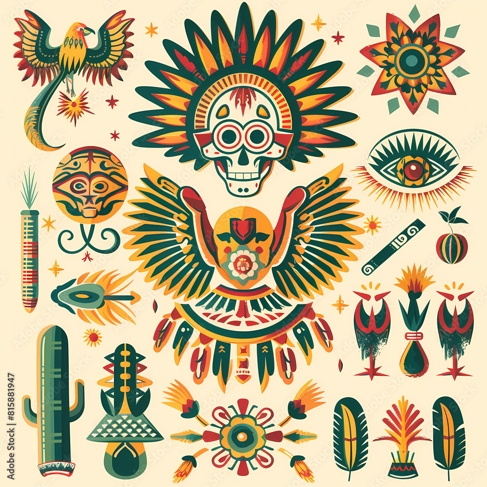 Mexican symbols design template of traditional vector image