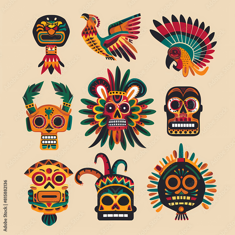 Obraz premium Mexican symbols design template of traditional vector image