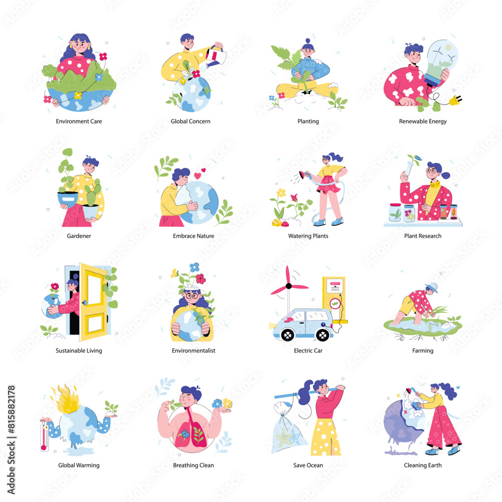 Set of 16 Ecology Doodle Mini Illustrations
Set of 16 Ecology Doodle Mini Illustrations