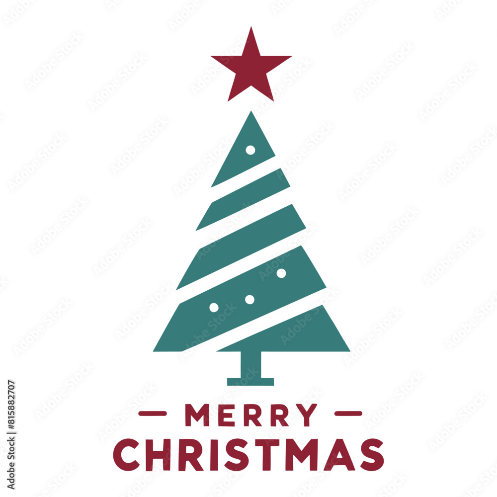 Christmas card with christmas tree, minimalistic design, vector