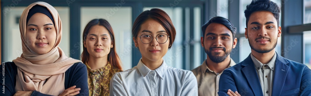A diverse group of people smiling.