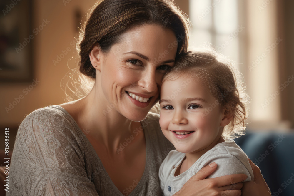 Portrait of happy mother and child, mother's day celebration Portrait of happy mother and child, mother's day celebration