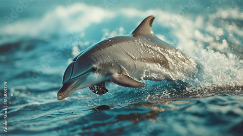 beautiful dolphin jumped from sea wave