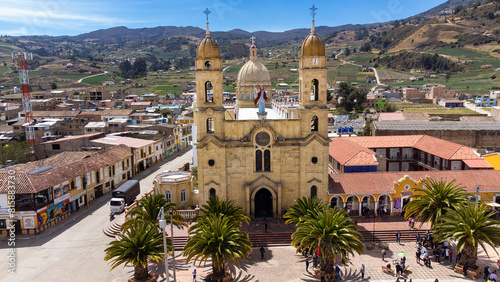 Aquitania, Boyaca - Colombia. April 14, 2024. Aerial view with drone of the Our lord of miracles parish photo
