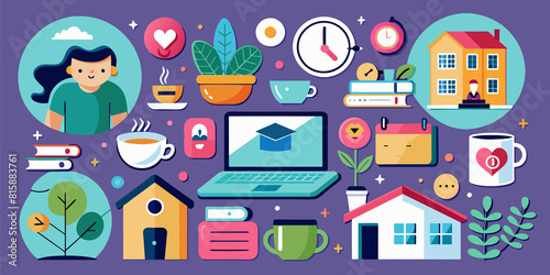 Working from Home Sticker Set