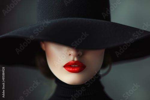 Mysterious Woman black hat. Stylish model. Generate ai