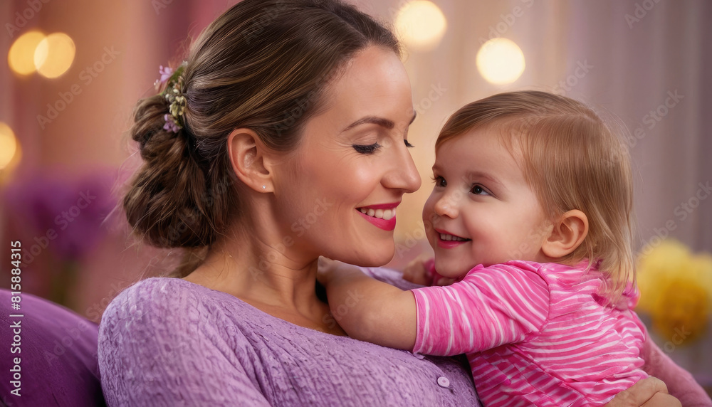 Portrait of happy mother and child, mother's day celebration Portrait of happy mother and child, mother's day celebration