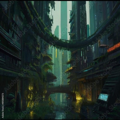 Futuristic Cityscape with Solitary Figure