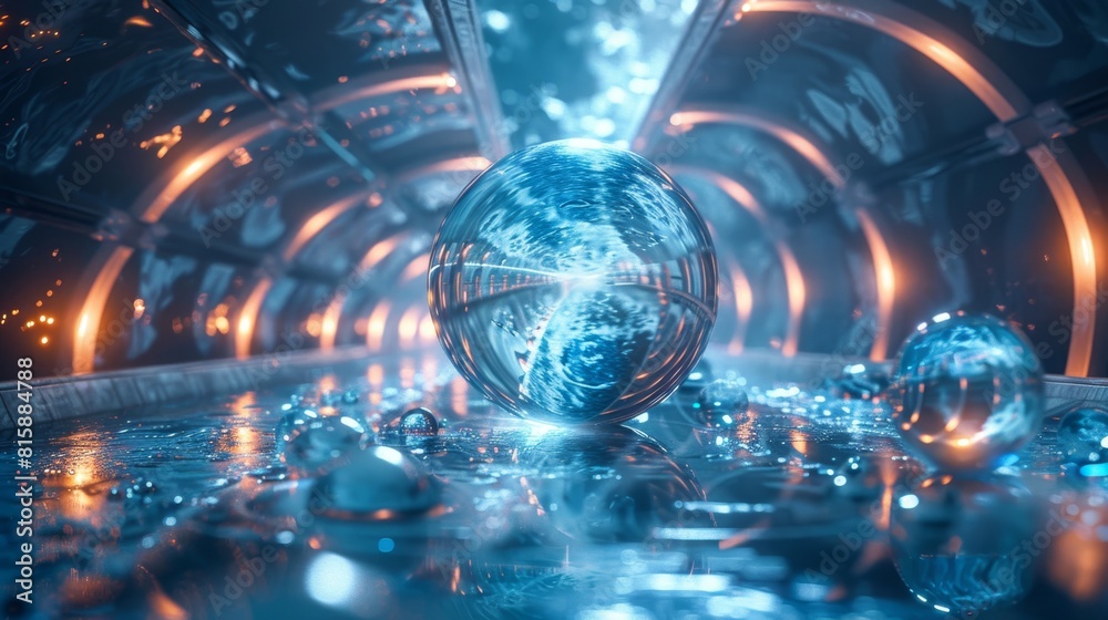 A Futuristic And Dynamic Technology Design With A Vibrant Blue Background And A Large Circular Entrance Leading To Another Space A Futuristic And Dynamic Technology Design With A Vibrant Blue Background And A Large Circular Entrance Leading To Another Space