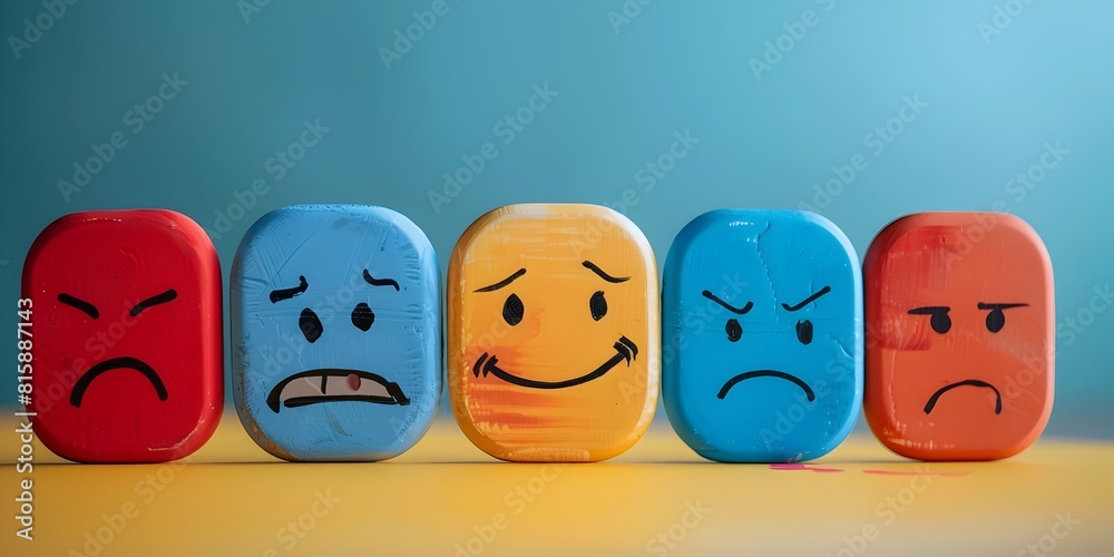 Colorful Mood Icon Display Showcasing a Range of Human Emotions and Expressions Colorful Mood Icon Display Showcasing a Range of Human Emotions and Expressions