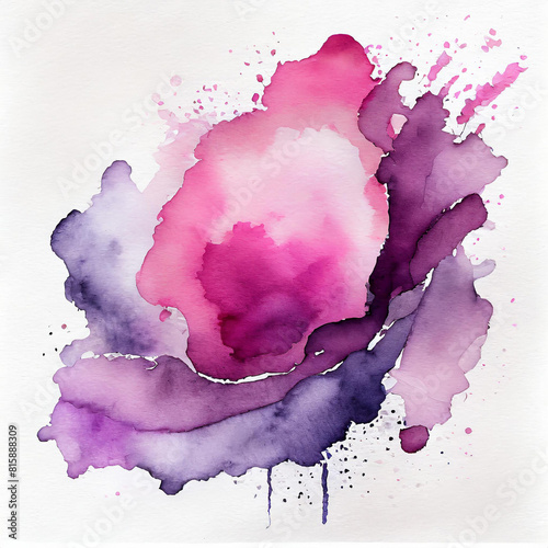 Abstract hand drawn pink and purple colors spot. Watercolor alcohol ink colorful liquid splash design