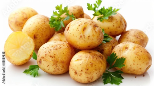 Close up Image of Fried Potatoes on a White Background