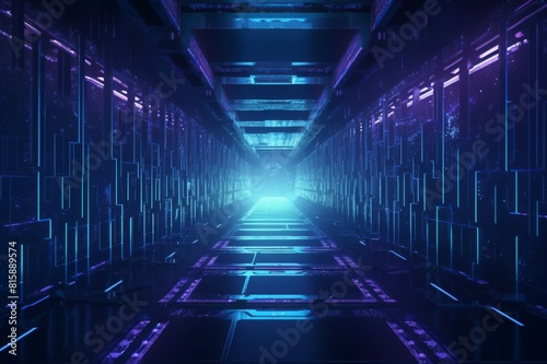 futuristic server room tunnel