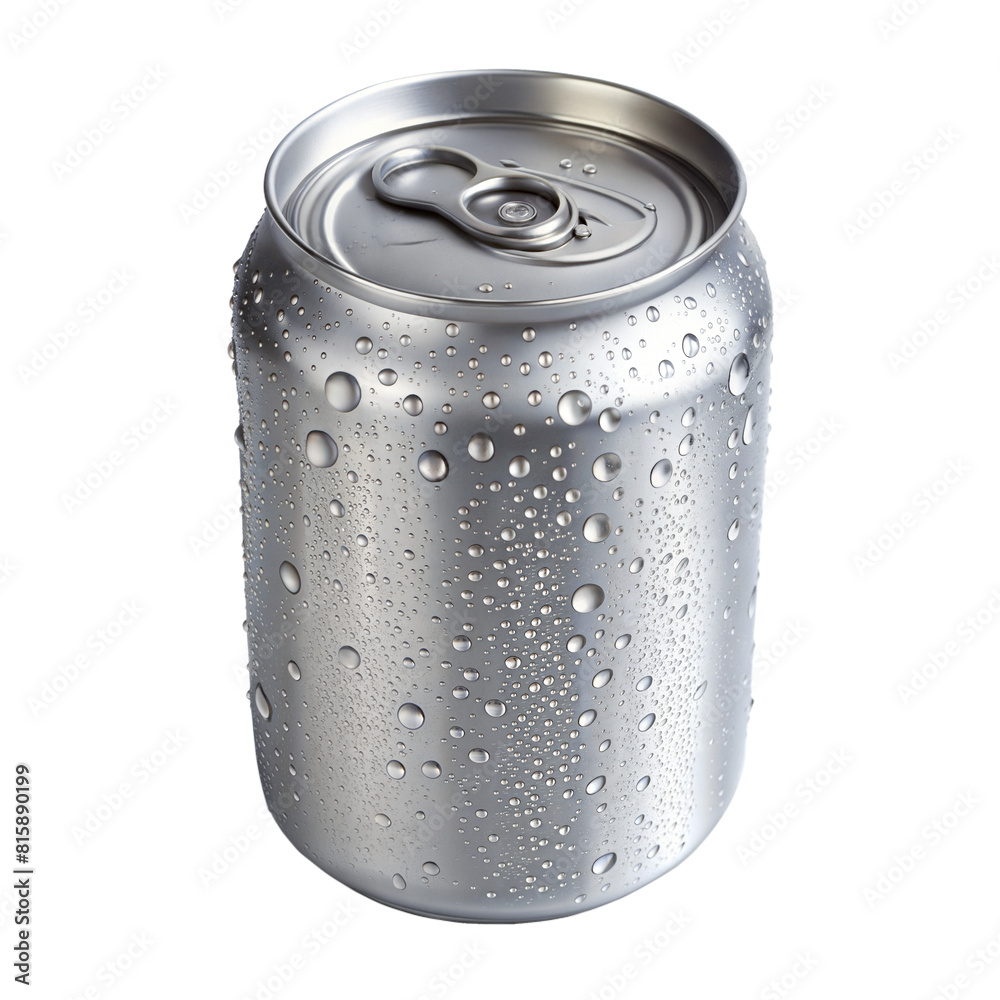 Cold aluminum soda can with water droplets close-up Cold aluminum soda can with water droplets close-up