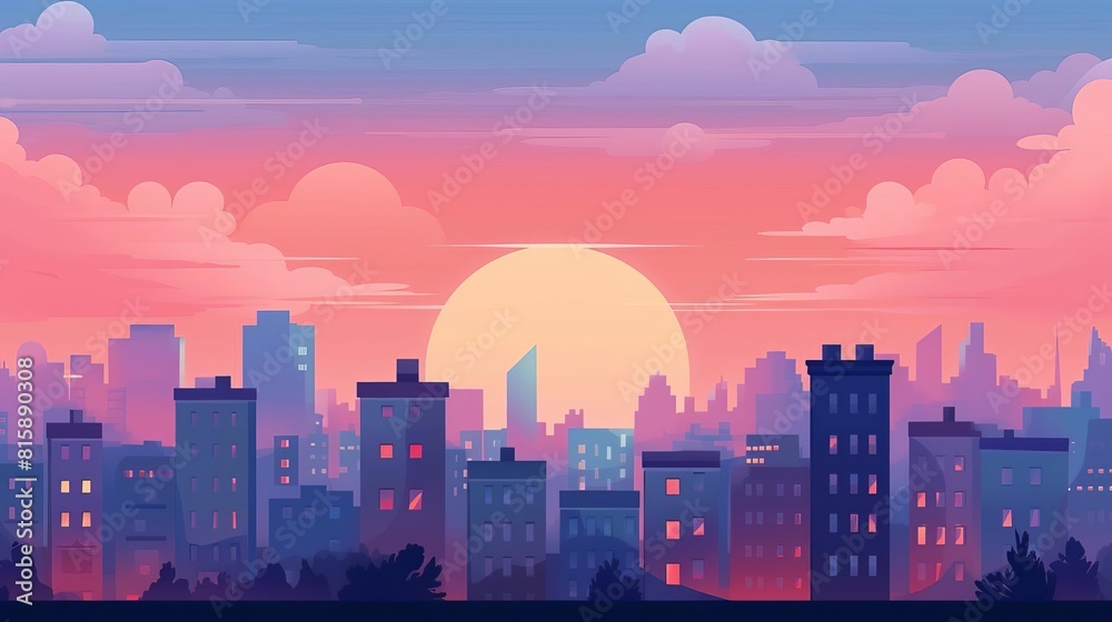 background landscape flat design top view urban theme animation Complementary Color Scheme