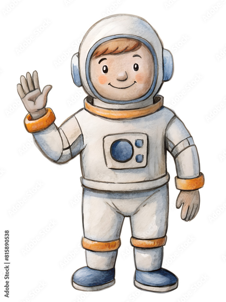 drawing style astronaut waving hello drawing style astronaut waving hello