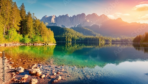 lake and mountains