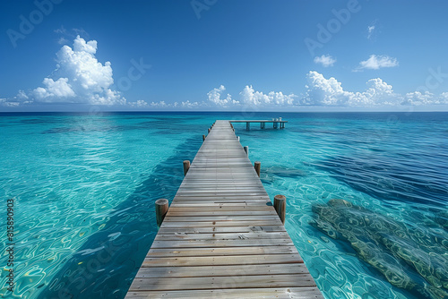Jetty on the blue lagoon, summer background