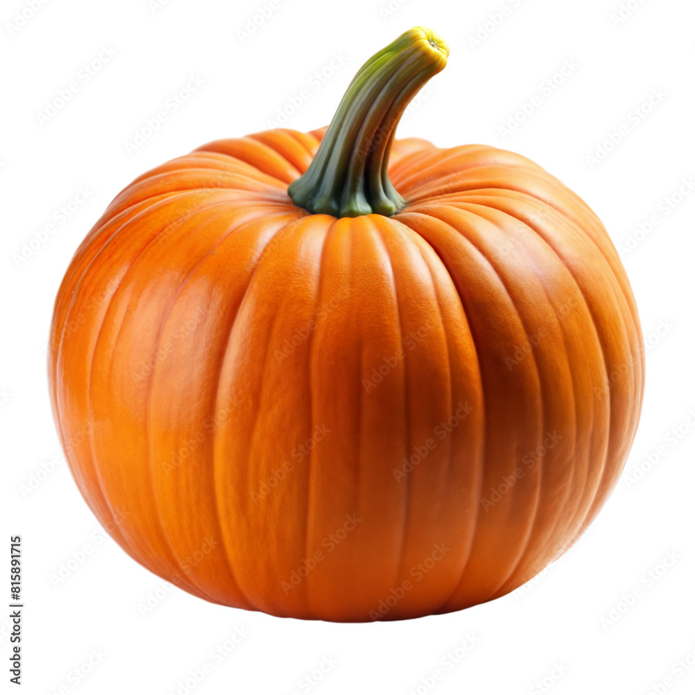 Fresh orange pumpkin with green stem isolated Fresh orange pumpkin with green stem isolated