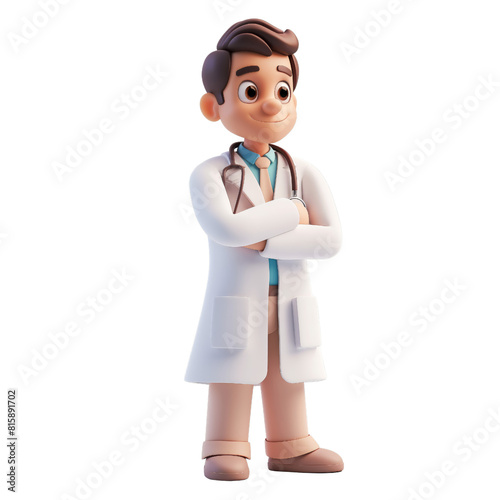 3D illustration of a male doctor in a white coat.