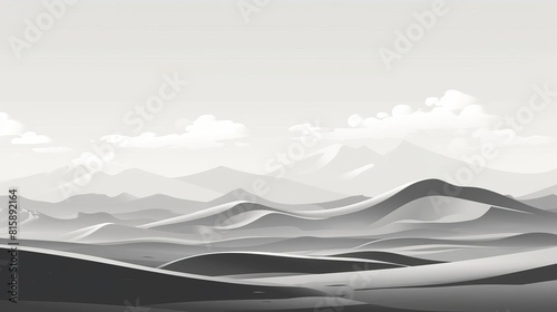 desert landscape flat design side view vast aridity theme animation black and white photo