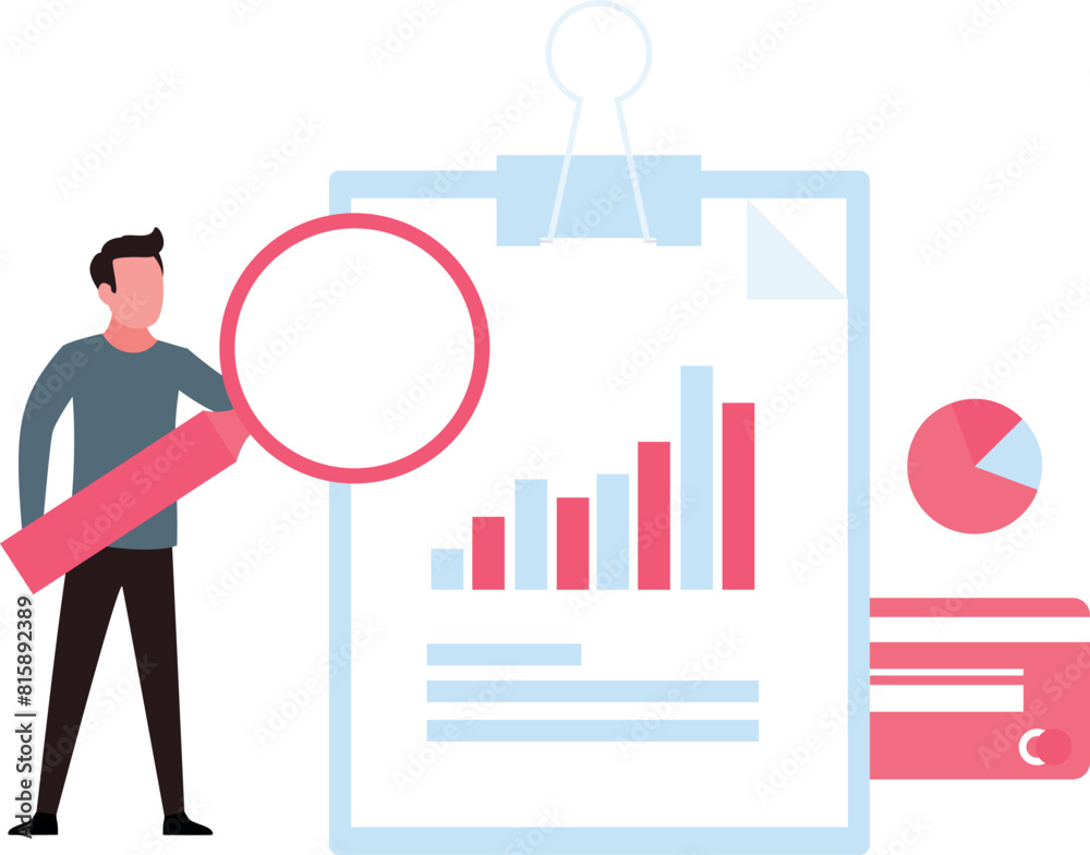 Boy searching on graph report.