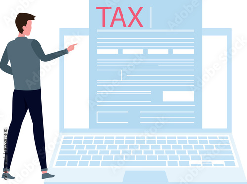 Boy looking at tax document online. © Flaticons