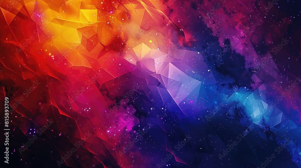 Colorful Abstract Paint Galaxy Background with High Poly Shapes Colorful Abstract Paint Galaxy Background with High Poly Shapes