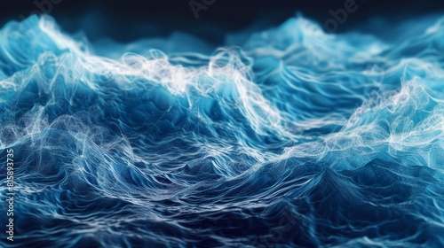 Dynamic ocean waves representing data flow photo