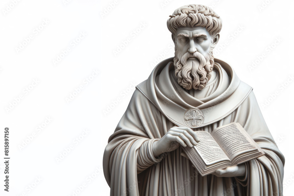 Obraz premium Statue Augustine of Hippo, Saint Augustine, philosopher and theologian Isolated on white background