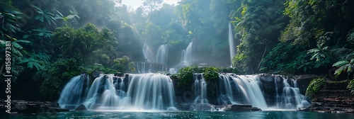 Lawe waterfall in Semarang Indonesia realistic nature and landscape #815897381