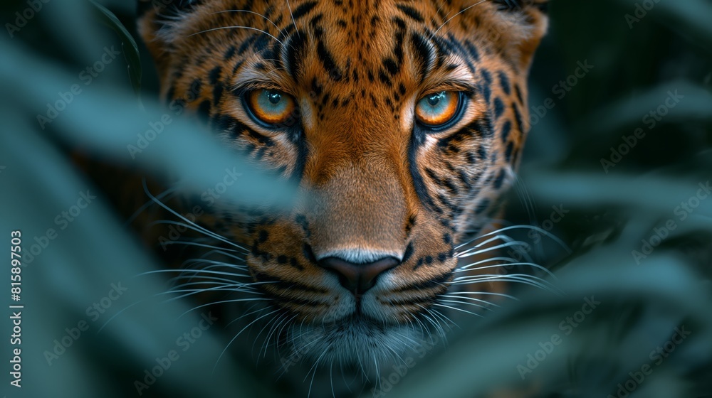 Fototapeta premium Leopard Mouth With Black Background created by ai