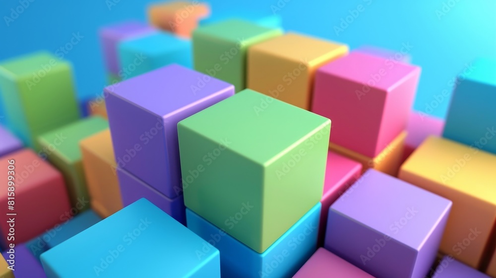 Illustration with perspective effect of 3D color cubes in modern format Illustration with perspective effect of 3D color cubes in modern format