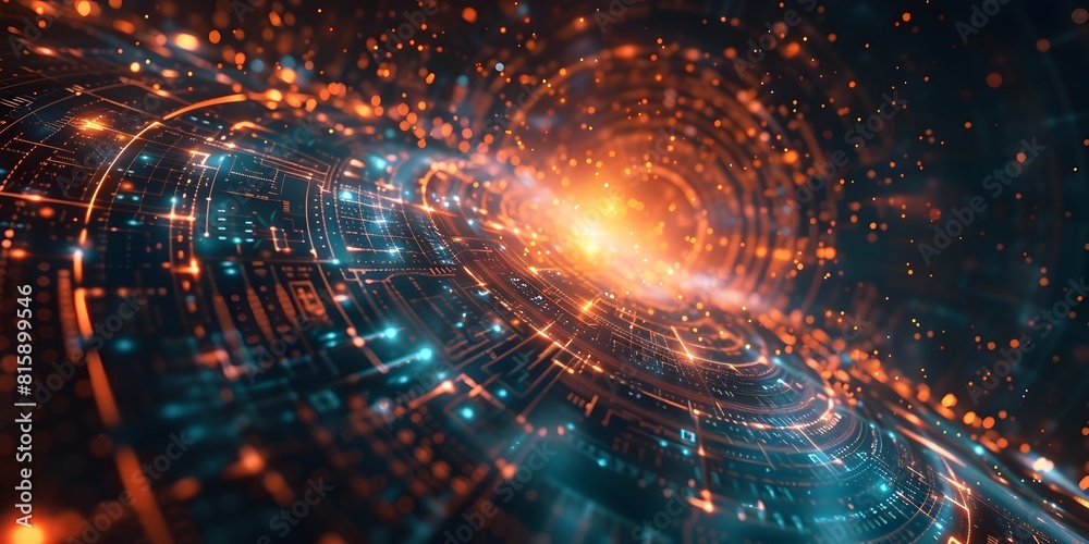 Futuristic Sci Fi Scenario with Glowing Digital Particles Burst of Energy and Swirling Visuals Futuristic Sci Fi Scenario with Glowing Digital Particles Burst of Energy and Swirling Visuals