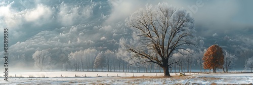 Leafless trees frozen by the winter cold of the Pyrenees realistic nature and landscape