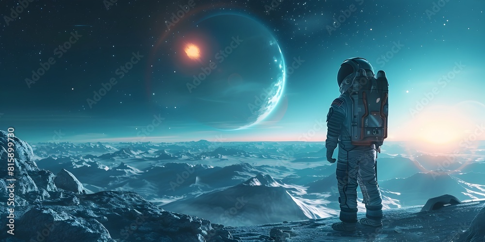 Lone astronaut in space contemplating the wonders of the universe Lone astronaut in space contemplating the wonders of the universe