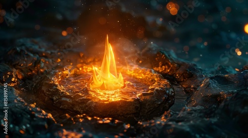Eternal flame. Fire burns on the water.