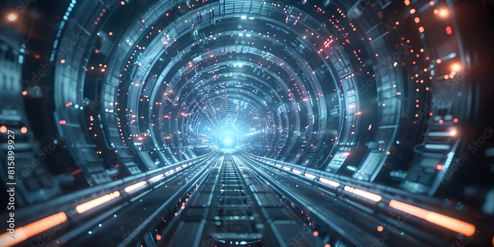 Futuristic Sci Fi Tunnel of Luminous Neon Lights and Energy Beams in Hypnotic Digital Abstract Vortex Futuristic Sci Fi Tunnel of Luminous Neon Lights and Energy Beams in Hypnotic Digital Abstract Vortex