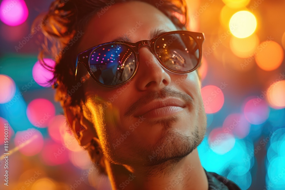 Portrait of a handsome young man in sunglasses on a bokeh background. Portrait of a handsome young man in sunglasses on a bokeh background.