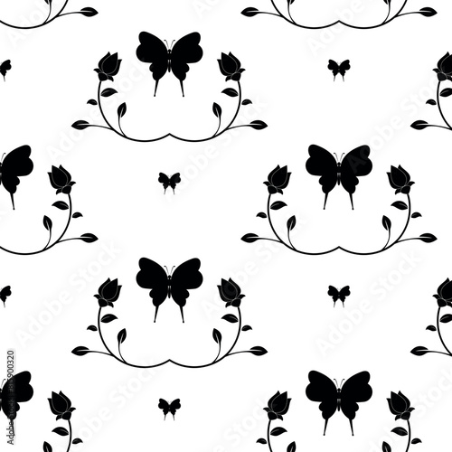 Web Abstract pattern of flowers and butterflies. Wallpaper .