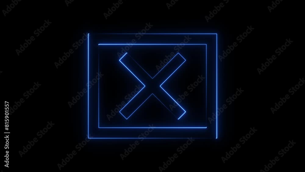 Neon check mark sign icon animation. Cross mark icon Neon check mark sign icon animation. Cross mark icon