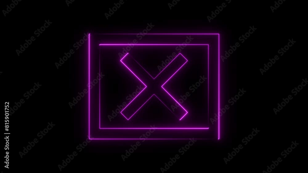 Neon check mark sign icon animation. Cross mark icon Neon check mark sign icon animation. Cross mark icon