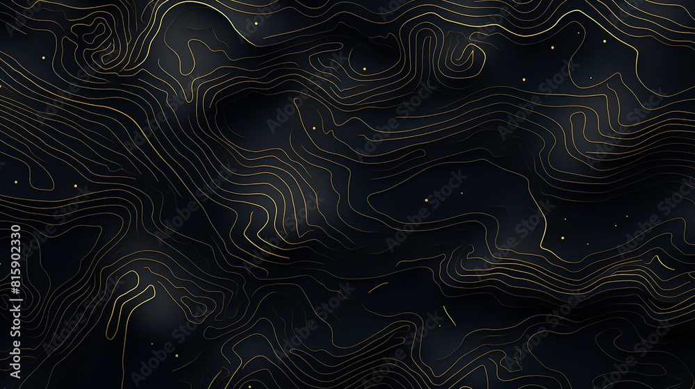 Abstract gold line wave background. black background with gold wave ...