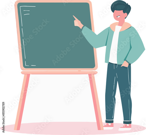teacher with blackboard