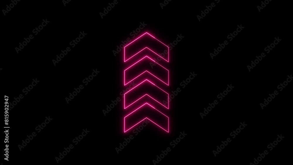 Abstract neon directional arrow loading icon.4K direction Sign. neon glowing sign arrows. directional arrow loopable overlay on a black background.