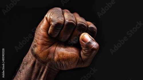 Black Man hand fist on black background 