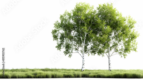 3D Flat Cartoon Birch Tree Isolated on White Background  Striking White Bark  Delicate Oval Leaves   Perfect for Educational  Environmental Projects