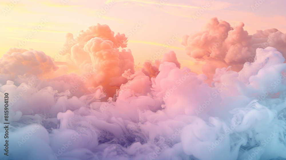 Soft, billowing smoke in a gradient of sunrise colors, creating a peaceful, abstract scene Soft, billowing smoke in a gradient of sunrise colors, creating a peaceful, abstract scene