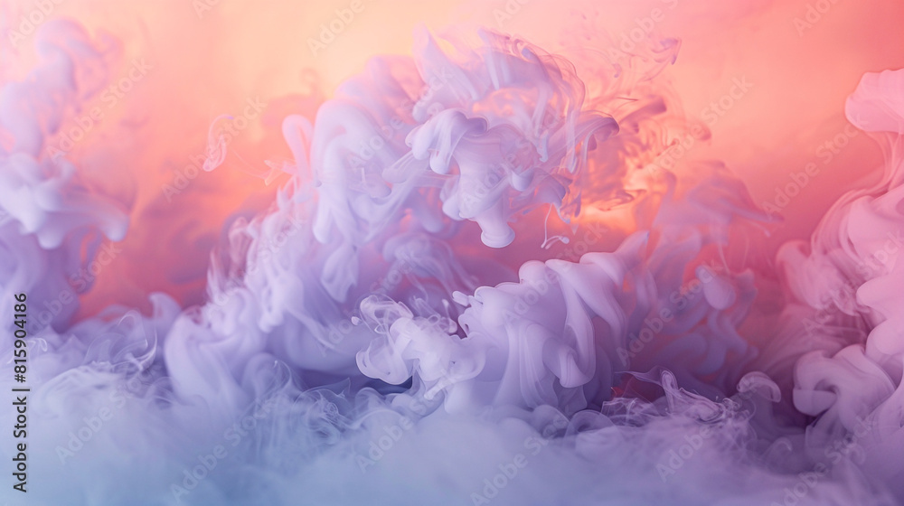 Soft, billowing smoke in a gradient of sunrise colors, creating a peaceful, abstract scene